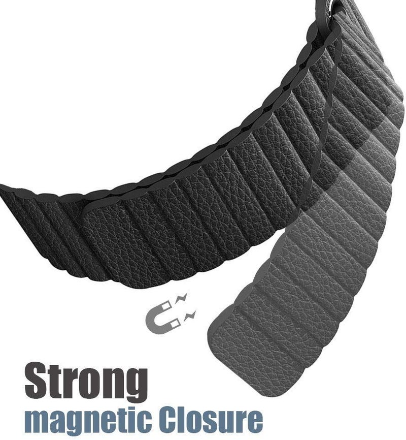 Adjustable Magnetic Leather Smartwatch Strap For Smart Watch Series 4/Series 3/Series 2/Series 1 Black - Image 2