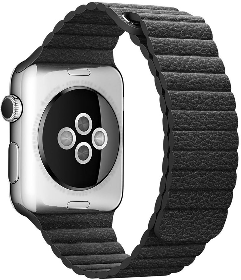 Adjustable Magnetic Leather Smartwatch Strap For Smart Watch Series 4/Series 3/Series 2/Series 1 Black - Image 3