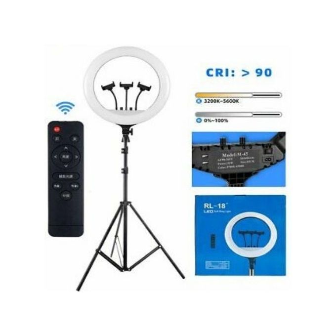 3-Piece Portable Led Ring Light With Tripod Stand Black/White - Image 2