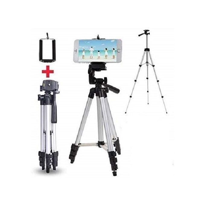 2-Piece Portable Camera Stand Tripod Black/Silver - Image 2