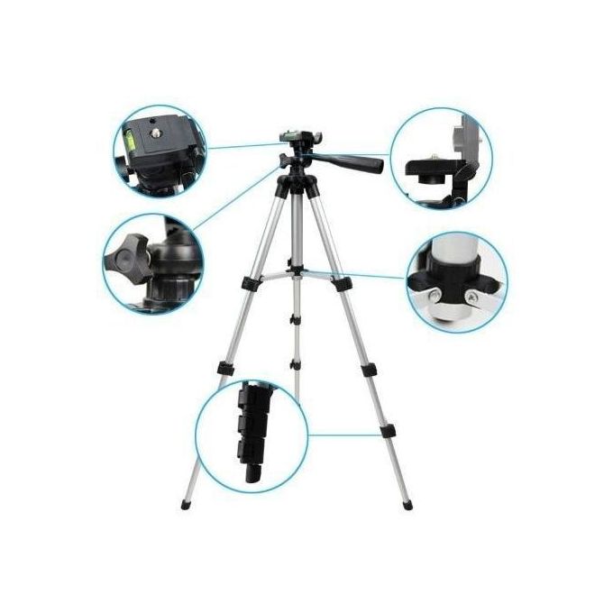 2-Piece Portable Camera Stand Tripod With Carrying Bag Black/Silver  - Image 4