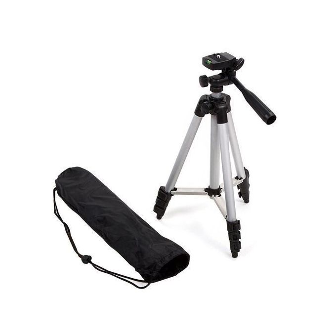 2-Piece Portable Camera Stand Tripod With Carrying Bag Black/Silver  - Image 2