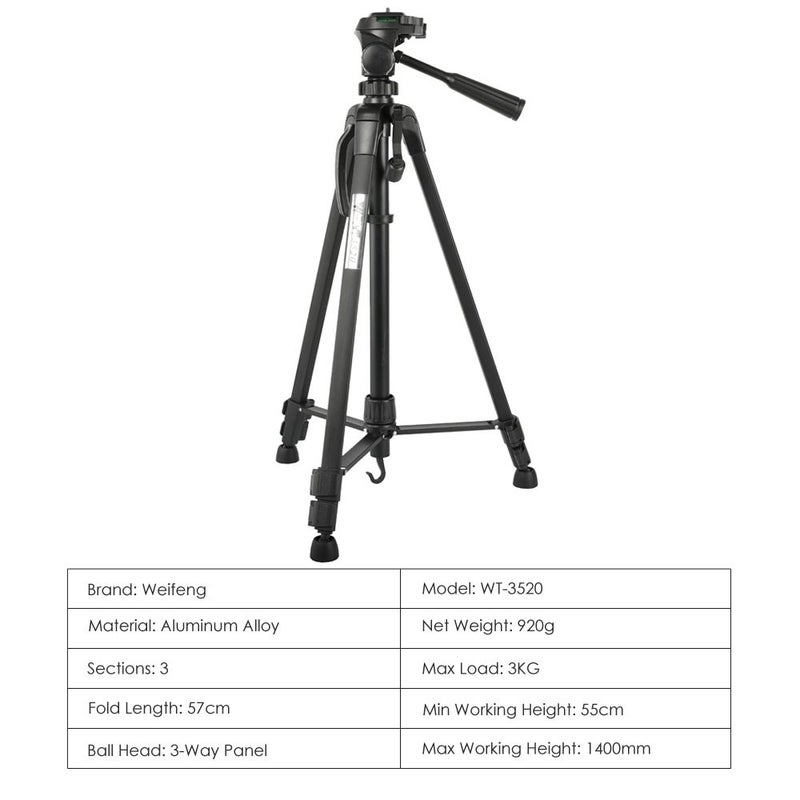 WEIFENG Professional Portable Aluminum Tripod Black  - Image 4