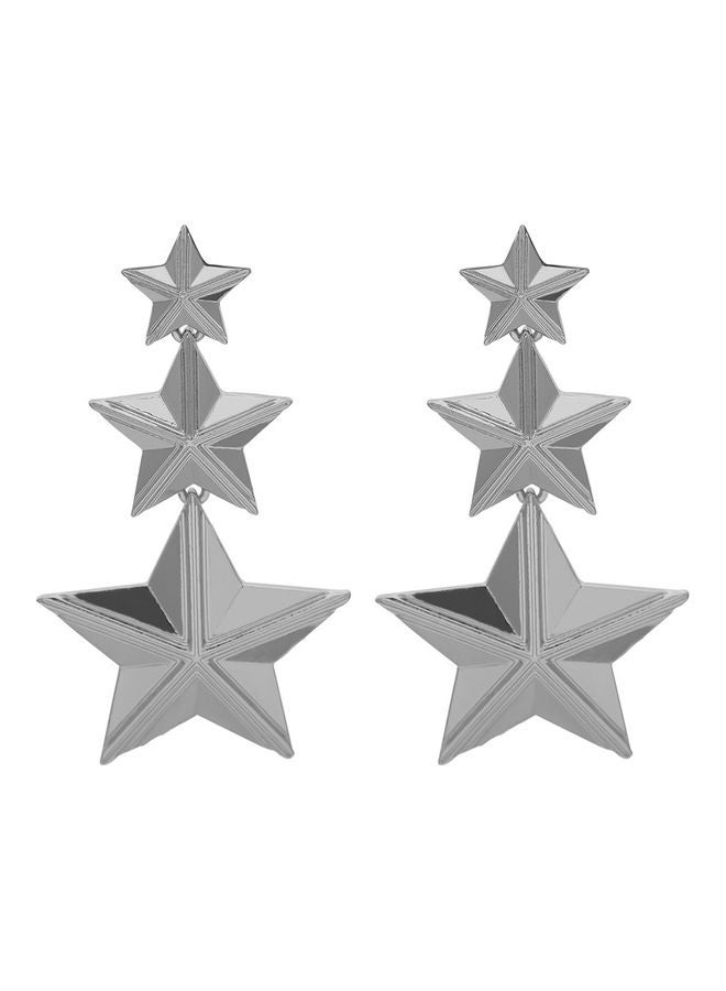 Fashionable 3D Star Dangle Long Earrings - Image 1
