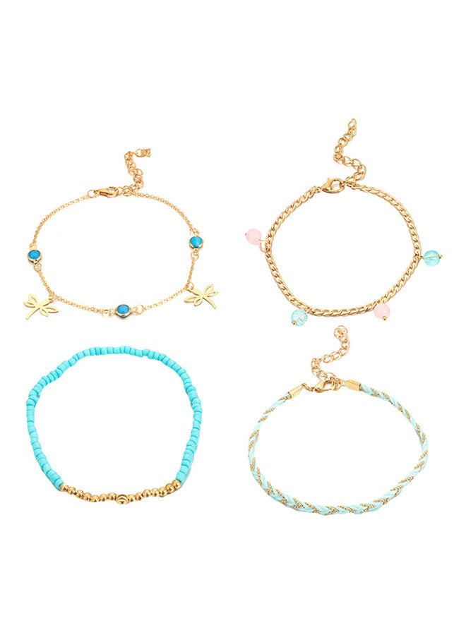 Generic - 4-Piece Fashionable Dragonfly Beads Charm Anklet Set - Image 1