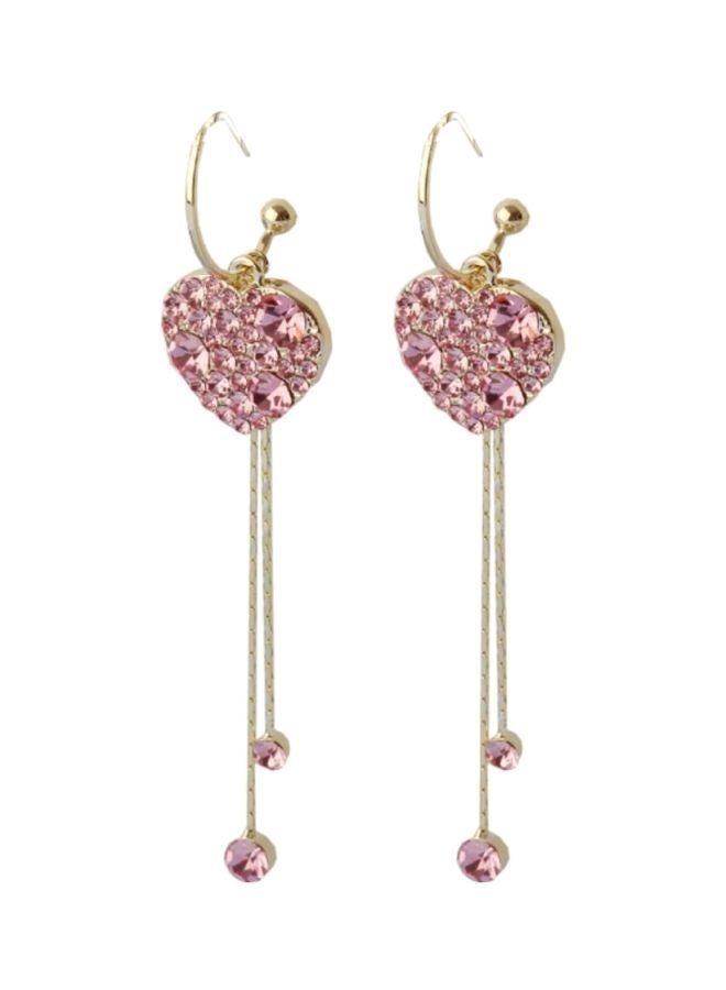 J&J 925 Sterling Silver Inlaid Rhinestone Studded Dangle Earrings  - Image 1