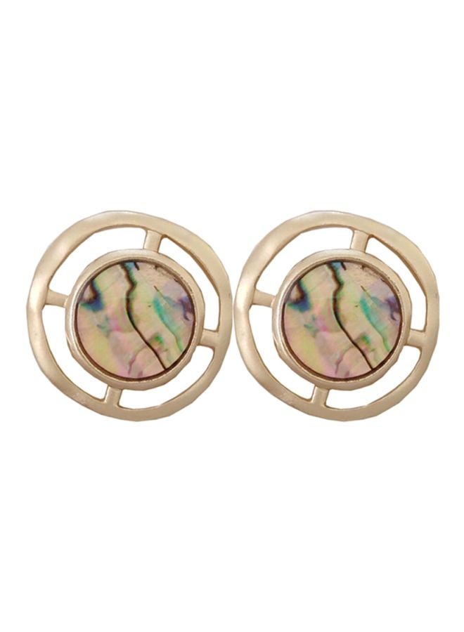 J&J Geometric Round Stud Earrings