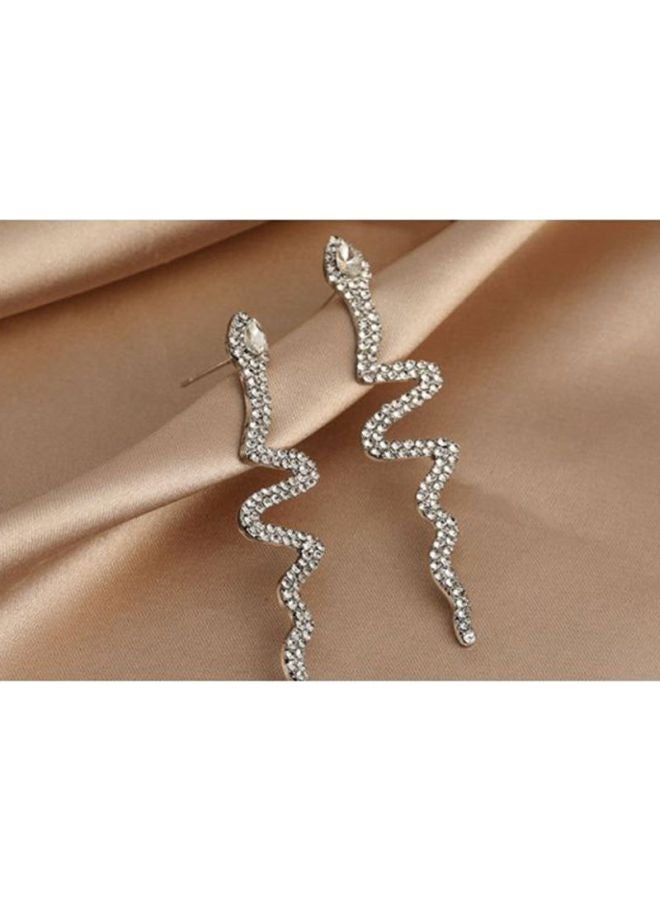 جونسون آند جونسون أقراط متدلية من الفضة الإسترلينية عيار 925 مرصعة بحجر الراين بتصميم ثعبان - Image 3