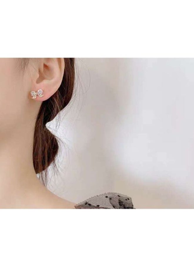 Bow Tassel Diamonds Studded Dangle Earrings