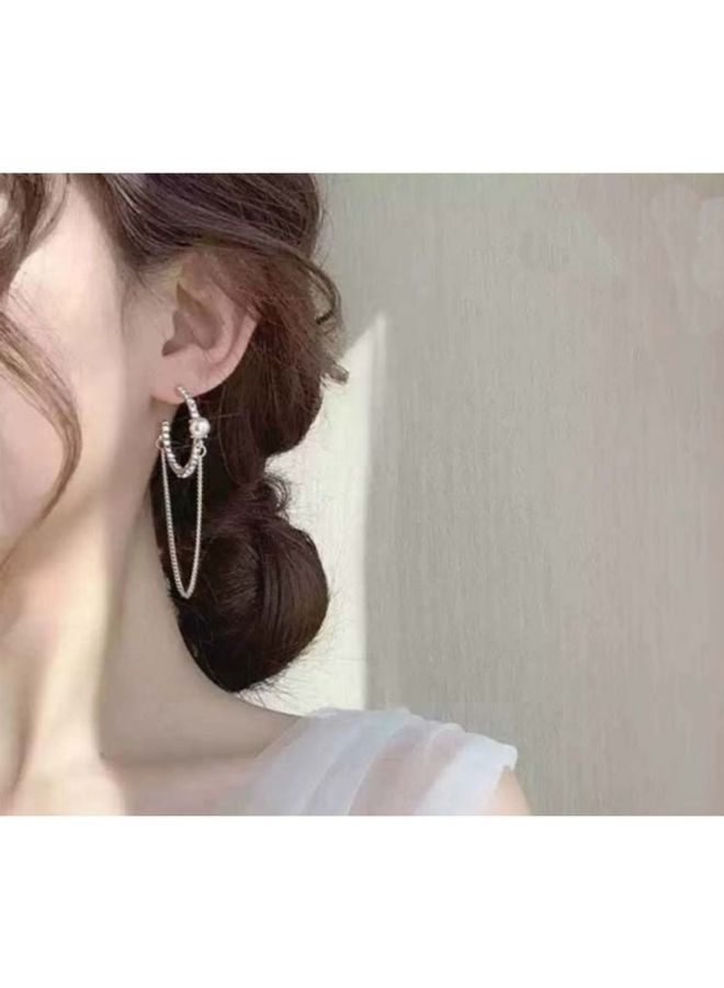 J&J Pearl And Diamond Hoop Earrings  - Image 5
