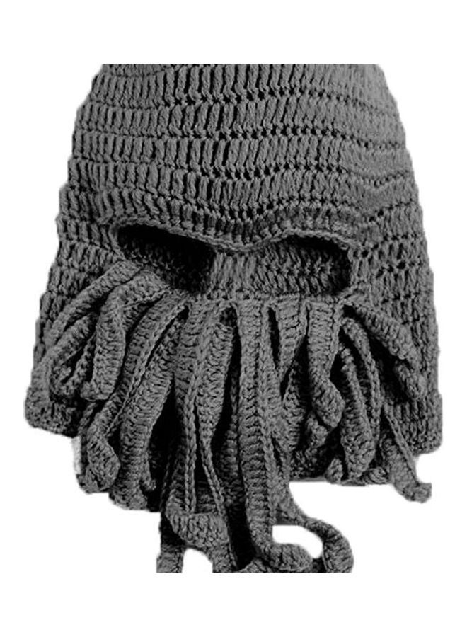 قبعة بيني محبوكة بتصميم أخطبوط رمادي - Image 2