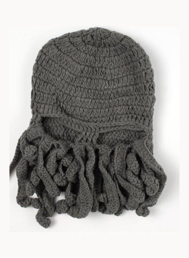 قبعة بيني محبوكة بتصميم أخطبوط رمادي - Image 1