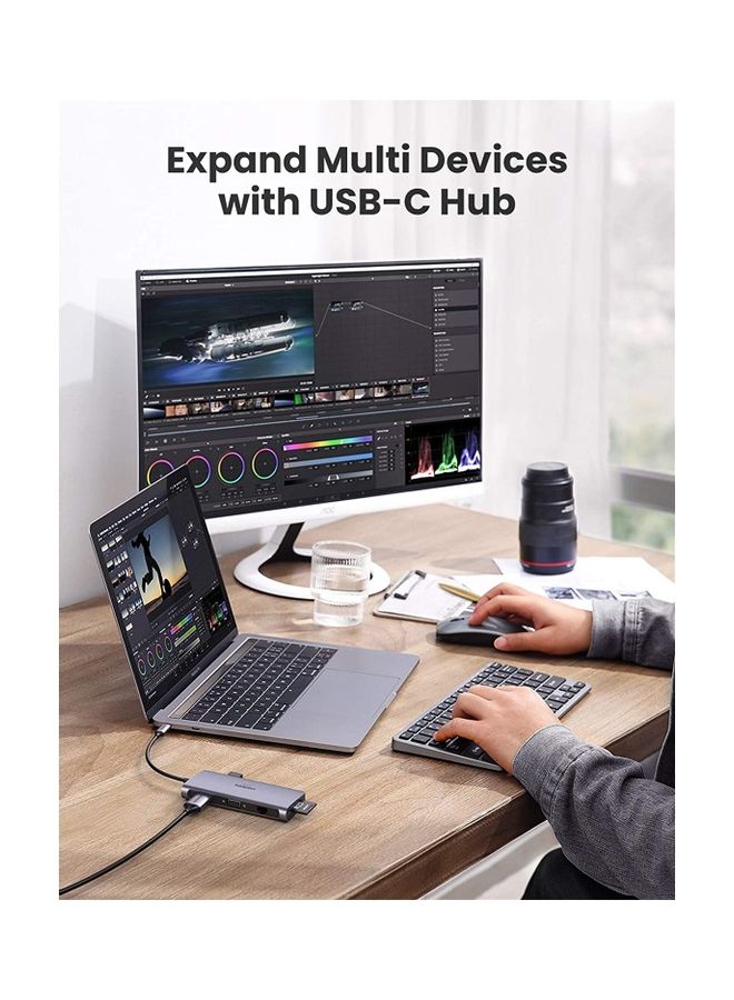 Ugreen - USB C Hub 9-in-1 Type C to 4K 60Hz HDMI Multiport Adapter Dock with VGA, Gigabit Ethernet, PD Charging, 3 USB 3.0 Ports SD Card Reader Grey - Image 1
