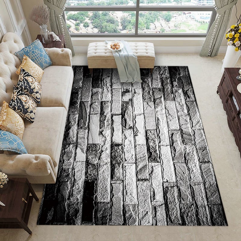 1-Piece 3D Stereoscopic Eco-Friendly Anti-Slip Carpet Synthetic Fibre Grey 40x60cm  - Image 1
