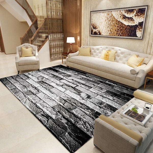 1-Piece 3D Stereoscopic Eco-Friendly Anti-Slip Carpet Synthetic Fibre Grey 40x60cm  - Image 2