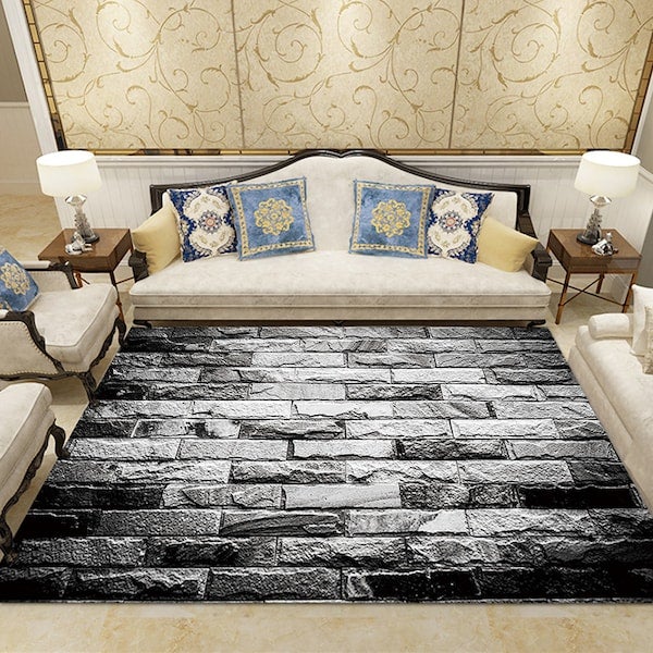 1-Piece 3D Stereoscopic Eco-Friendly Anti-Slip Carpet Synthetic Fibre Grey 40x60cm  - Image 3