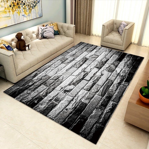 1-Piece 3D Stereoscopic Eco-Friendly Anti-Slip Carpet Synthetic Fibre Grey 40x60cm  - Image 4
