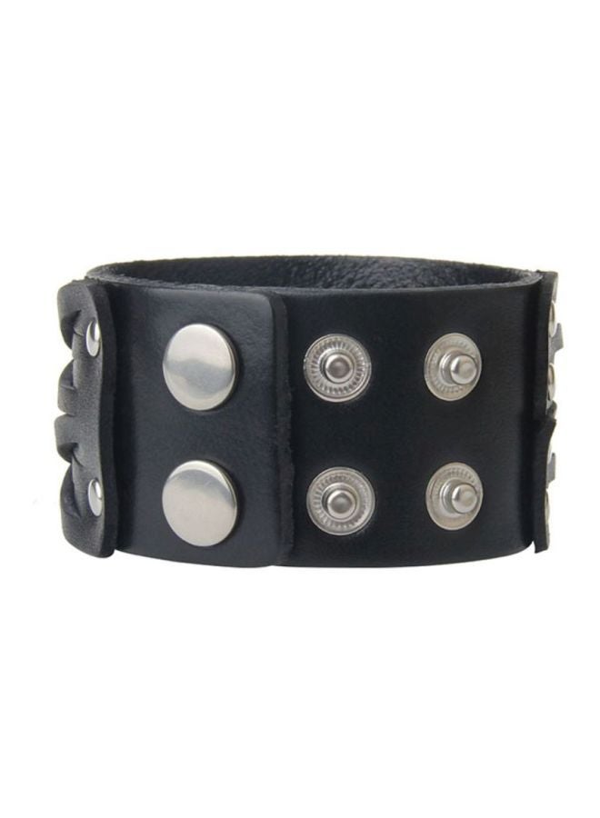 Sharpdo - Retro Weave Wide Leather Bracelet - Image 1