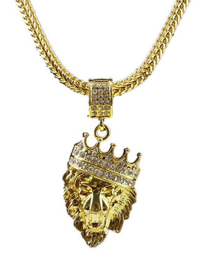 Sharpdo - Lion Shaped Stones Studded Pendant Necklace - Image 1