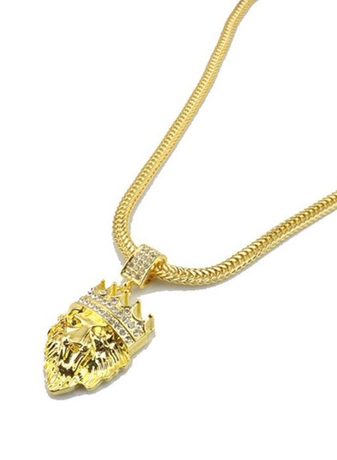 Sharpdo - Lion Shaped Stones Studded Pendant Necklace - Image 1