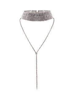 Layered Lariat Stone Studded Choker Necklace