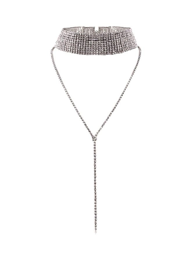 Sharpdo - Layered Lariat Stone Studded Choker Necklace - Image 1