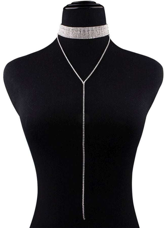 Sharpdo - Layered Lariat Stone Studded Choker Necklace - Image 1