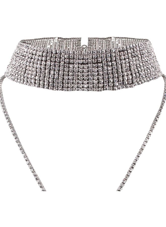 Sharpdo - Layered Lariat Stone Studded Choker Necklace - Image 1