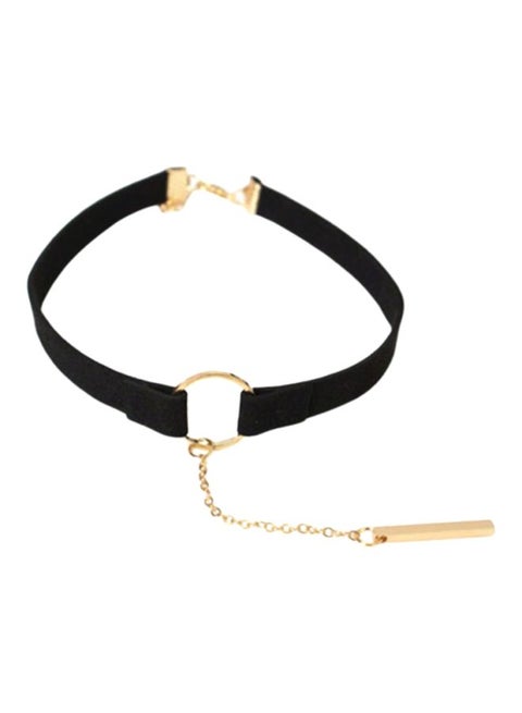 Wide Strap Pendant Choker Necklace