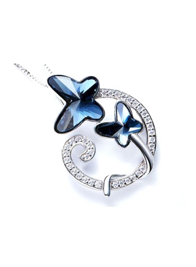 J&J - Crystal Studded Butterfly Shaped Pendent Necklace - Image 1