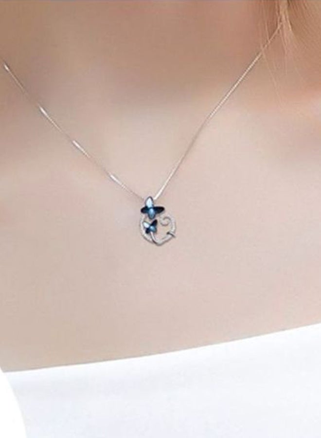 J&J - Crystal Studded Butterfly Shaped Pendent Necklace - Image 1