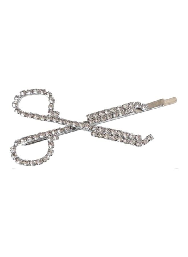 J&J - Stone Studded Scissors Shaped Hair Pin - Image 1