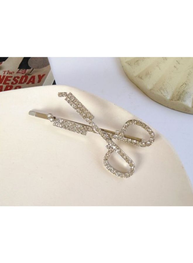 J&J - Stone Studded Scissors Shaped Hair Pin - Image 1