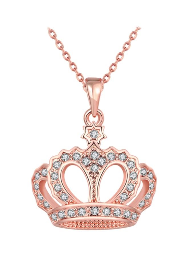 Sharpdo Crown Rhinestone Studded Pendant Necklace