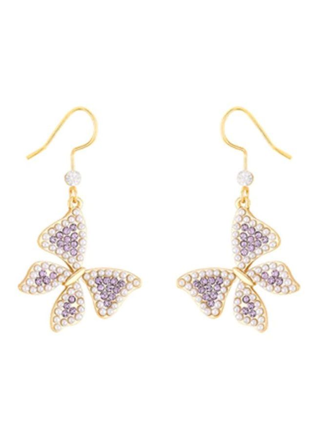 J&J - Diamond Studded Butterfly Dangle Earrings - Image 1