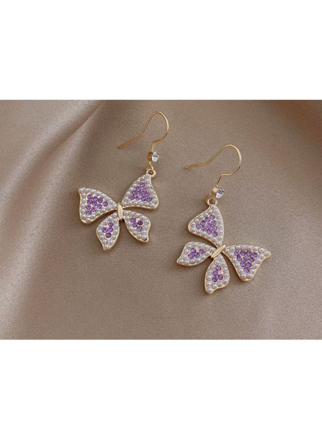J&J - Diamond Studded Butterfly Dangle Earrings - Image 1