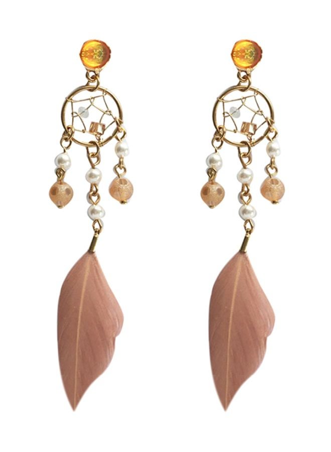 J&J Mesh Feather Antique Lady Charm Earrings