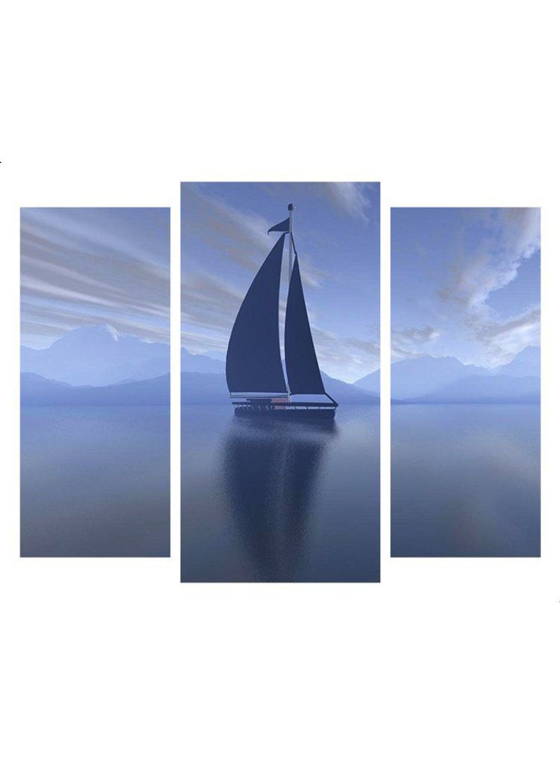 3-Piece Landscape & Nature Design Framed Vinyl Tableau Multicolor 90x80cm