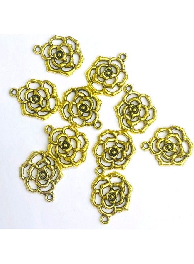 10-Piece Metal Flower Shaped Pendant Set 