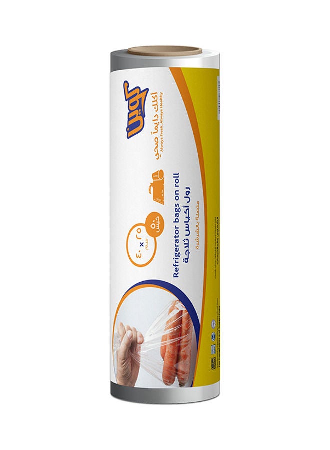 Queen 50-Piece On Core Refrigerator Bags Clear 25x40centimeter 