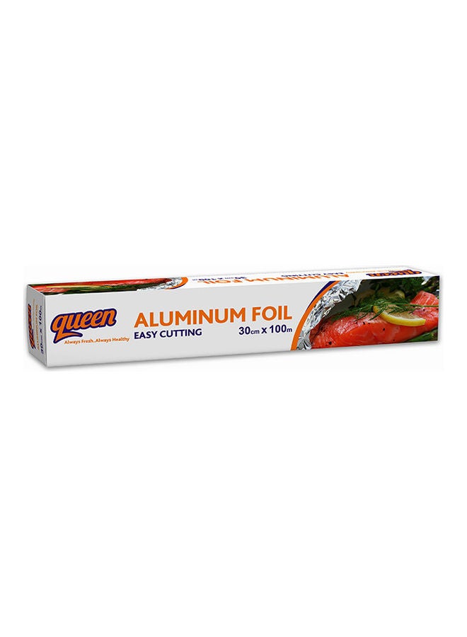 Queen Aluminium Foil With Cutter Silver 30x10000cm 