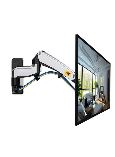 Full-Motion TV Wall Mount With Gas Spring For 17 - 27 Inch Monitors Sliver