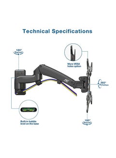 وحدة تثبيت تلفزيون على الحائط بحركة كاملة بنابض يعمل بالغاز ملائمة لشاشات العرض 24-35 بوصة أسود - v1610036047/N40593268A_2