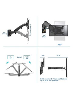 وحدة تثبيت تلفزيون على الحائط بحركة كاملة بنابض يعمل بالغاز ملائمة لشاشات العرض 24-35 بوصة أسود - v1610036047/N40593268A_3