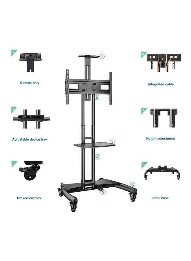 NB NORTH BAYOU Mobile TV Stand With Lockable Wheels For 32-65 Inch TVs Black  - Image 5