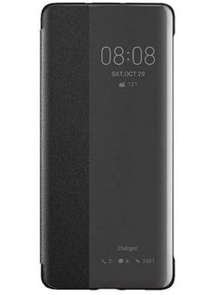 Generic Clear View Standing Mirror Leather Flip Cover For Huawei P30 Pro Black/Grey  - Image 1