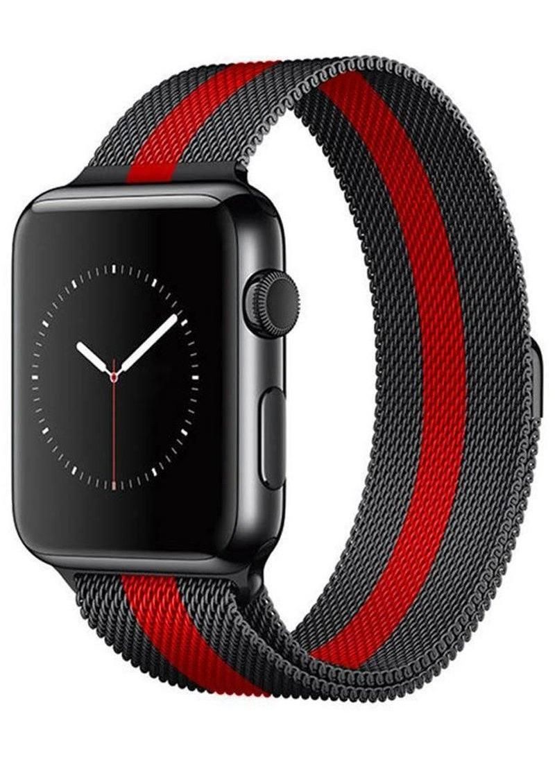 Magnetic Stainless Steel Loop Strap For Apple Watch Black/Red - Image 1
