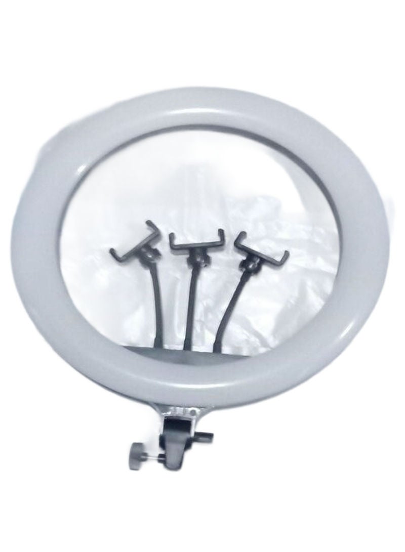 مصباح حلقي محمول للتصوير السيلفي للكاميرا الرقمية وأجهزة المحمول الذكية أبيض - Image 1