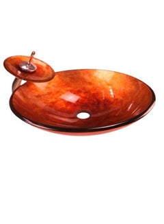 Glass Wash Basin With Mixer And Drain Multicolour 40 X 40 X 14cm