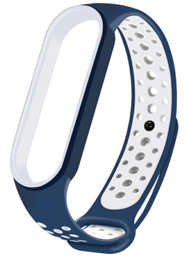 Rubber Replacement Strap For Xiaomi Mi Band 5 Navy Blue/White